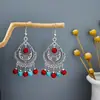 Pendientes de Borla de Plata Miao Estilo Étnico, Pendientes de Borla Turquesa Bohemios, Pendientes de Atracción Turística de Minorías Étnicas