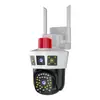 Cámara de vigilancia con visión nocturna a todo color panorámica multilente con tres imágenes para exteriores, HD, impermeable, WiFi, para teléfono móvil