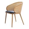 Silla de Comedor con Reposabrazos para Hogar, Restaurante, Cafetería, Silla de Ratán Hecha a Medida para Bar, Casa de Huéspedes, Tejido de Ratán con Hierro Forjado