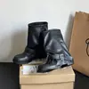 Botas de tornozelo com bico quadrado temperamento moda retrô emagrecimento botas com fivela mulheres panturrilha larga outono salto grosso pernas de calça largas novo