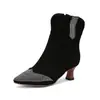 Botas de Cuero Moda Otoño e Invierno Europeas y Americanas Botas para Mujer Zapatos de Tacón Alto Puntiagudos Amazon Talla Grande Botas de Cuero