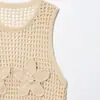 Venta al por mayor de comercio exterior estilo europeo y americano transfronterizo Ropa de mujer Aliexpress Nuevo Zra En stock Chaleco de ganchillo hueco a cuadros