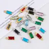 Acero Inoxidable 304 Vidrio de Colores Colgante Rectangular Accesorios para Joyería Hecha a Mano DIY Accesorios para Collares Pulseras