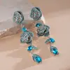 Pendientes de Flor con Borla de Zirconita Cúbica de Plata Vintage Usados Pendientes de Botón Retro Exquisitos de Moda Joyería para Orejas de Lujo Ligero de Alta Gama