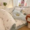 Estilo Ins Fresca y Sencilla Tipo Nube Gasa Arrugada Funda Nórdica Individual Diseño de Dibujos Animados para Dormir Desnudo Gasa de Doble Capa Funda Nórdica Individual/Doble Funda Nórdica de Algodón Lavado