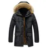 Chaqueta Acolchada de Algodón para Papá para Personas de Mediana Edad y Mayores, Chaqueta de Invierno Acolchada de Algodón de Longitud Media, Chaqueta de Invierno Gruesa y Acolchada con Forro Polar Desmontable para Personas Mayores, Chaqueta para Hombre
