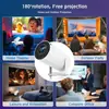 Mini projetor portátil hy300pro transfronteiriço hy300 para exterior casa HD barril de bolhas 180 graus projetor inteligente atacado