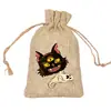 Bolsas de Juta com Cordão para Halloween em Estoque, Sacos para Armazenamento de Doces e Biscoitos, Bolsas de Juta com Cordão para Decoração de Presentes de Halloween