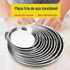 Placa Espessada de Aço Inoxidável 304 para Cozinhar no Vapor, Placa de Arroz Frio, Prato para Bolo com Alça, Prato Plano de Base Múltipla para Uso Doméstico