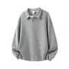 Camisa polo de manga larga para hombre, nuevo estilo primavera y otoño, estilo old money, camiseta de moda resistente de dos piezas falsas con cuello camisero, capa base para hombre