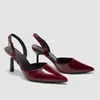 Sandalias de Moda Transfronterizas Europeas y Americanas de Punta Fina Versátiles sin Talón, Estilo Maduro, Color Sólido, Zapatos Sexy para Mujer, Tacones Altos Elegantes