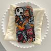 Estojo de Filme Colorido com Letras de Grafite da Moda e Descolado para Apple 18 Pro Max, Capa Dura Fosca Personalizada para iPhone 15
