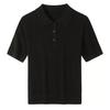 Camisa Polo Estilo Old Money 100% Lana Merino con Cuello Camisero, Camiseta de Manga Corta sin Botones, Tejido Elegante para Capas de Viaje