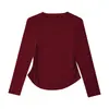 Cuello Redondo Simple Nuevo Manga Larga Capa Base Otoño Transpirable Cómodo Ajuste Ceñido Favorecedor Sin Costuras Cálido Ropa Exterior o Interior