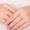 Anillo de pareja de panal chapado en oro para hombre y mujer, anillo abierto de latón chapado en oro con diamante esmerilado, chapado en oro, venta directa