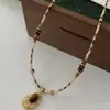 Collar Irregular de Piedra Ojo de Tigre para Mujer en Color Café Maillard, Accesorio Versátil Retro de Nicho de Lujo Ligero, Cadena para Clavícula de Celebridad de Internet