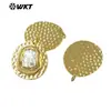 Wt-Jp432 Colgante de Latón Incrustado con Perla de Agua Dulce Natural Texturizada Collar al por Mayor Accesorios de Cobre Hechos a Mano