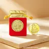 Moneda de la Suerte del Año de la Oveja 2027, Moneda Conmemorativa Réplica de Lámina de Oro, Moneda Delgada, Moneda que Atrae la Riqueza, Regalo de Bolsa de Tela Roja de la Suerte