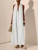 Procesamiento Personalizado y Personalización Estilo Nuevo Transfronterizo Europeo y Americano 2026 Vestido Casual de Color Sólido para Mujer con Cuello en V y Espalda Descubierta Amazon Tiktok