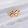 Moda simple temperamento combinable al por mayor Nuevos aretes de aro con lazo de oro verdadero para mujer, nicho, lujo ligero, diamantes tridimensionales