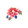 Nova Broche Retrô Estilo Chinês com Gotejamento de Óleo, Peônia e Pérola, com Flores de Strass Multicor, Acessório Feminino para Qipao e Hanfu