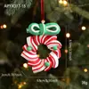 Novos Suprimentos para Decoração de Natal Pingentes Criativos de Doce Vermelho, Branco e Verde Argila Macia Pingentes Artificiais de Pirulito em Estoque