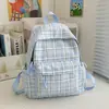 Mochila Pequeña Transfronteriza para Niña Estilo Coreano Femenino Cuadros Frescos Estudiante Gran Capacidad Mochila Escolar Ligera Mochila Pequeña de Viaje