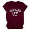 Amazon Ebay Estación Independiente Cómoda Casual Mujer Harvard Law Solo Cuello Redondo Camiseta de Manga Corta al Mayoreo