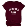 Amazon Ebay Site Independente Confortável Casual Feminina Harvard Law Apenas Gola Redonda Manga Curta Camiseta Atacado