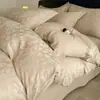 Juego de ropa de cama de alta gama, Clase A, 80 hilos, grueso, 100% algodón, perchado, jacquard, de cuatro piezas, algodón puro, para el dormitorio principal, con estilo de sábana ajustable