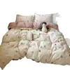 Juego de ropa de cama de cuatro piezas de algodón puro cepillado de grado materno e infantil, 60 hilos, 100% algodón, engrosado para otoño e invierno