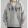 Casaco de suéter estilo americano masculino outono e inverno moda marca solta forrado de lã inverno 2024 novo casaco com zíper com capuz roupas