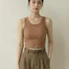 Camisola Feminina de Comprimento na Cintura para Primavera e Verão com Bojos, Colete Casual para Usar por Cima, Sutiã Integrado, Top Base