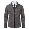 AliExpress Transfronterizo Suéter Cardigan Chaqueta de Invierno para Hombre Moda Estilo Coreano Forrado de Felpa Grosor Vertical Cuello Alto Suéter