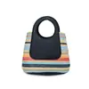 Bolsa de Palha Listrada Arco-Íris Estilo Coreano, Bolsa Pequena Fashion, Nova Bolsa de Mão Feminina Verão 2026, Bolsa de Palha Tecida Estilo Balde