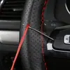 Capa de volante de carro couro costurada à mão verão antiderrapante microfibra costurada à mão capa de volante de carro quatro estações universal fina