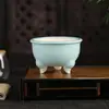 Maceta de flor de arena púrpura esmaltada Yixing al por mayor redonda abierta creativa simple maceta de escritorio maceta para suculentas YS29