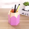 Porta-lápis colorido com cores contrastantes, organizador de mesa de papelaria criativo multifuncional para estudantes, cesta de plástico para canetas e marcadores