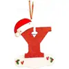 Iniciales Navideñas con Decoración de Letra de Gorro Rojo, Decoración Colgante Navideña DIY, Colgante Personalizado Regalos