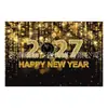 Tela de fondo Feliz Año Nuevo 2027 Tela colgante temática de Año Nuevo Europeo y Americano Pancarta de celebración de festival