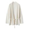 Cardigan de Malha Feminino Elegante Solto Casual 100% Caxemira Pura Outono e Inverno Novo Estilo Jaqueta Urbana Relaxada