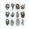 Tatuaje Temporal Transfronterizo Oscuro Tótem Flor Calavera Impermeable a Prueba de Sudor para Hombres y Mujeres Calcomanías Tatuaje de Medio Brazo