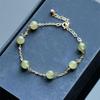 Pulseira de jade Hetian 6mm feminina design nicho ins Jade pulseira de jade envolta em ouro 14K pulseira moderna que combina com tudo