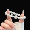 Pulseira Pérola Cubo de Açúcar Suave Estilo Francês com Laço e Contas de Diamante Brilhantes, Design de Nicho, Joia de Luxo de Alta Qualidade
