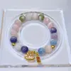 Pulseira Arco-Íris Multicolorida para Mulheres, Design de Luxo Leve Estilo Ins, Mica de Sete Cores, Toque de Alto Padrão, Pulseira que Atrai Sorte