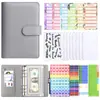 Lindo cuaderno de hojas sueltas con diseño de macarrón, tamaño A6, con cremallera, para ahorrar dinero, con estuche extraíble y diseño de dibujos animados.