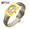 Reloj de Aleación Ofns es Compacto y Exquisito, Reloj de Cuarzo para Mujer Estilo Negocios con Patrón Rayos de Sol, Reloj Simple Cuadrado, Venta Directa