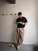 Estilo Old Money Camisa Henley Manga Curta Masculina Verão Nova Solta Texturizada Camiseta Decote V Versátil Meia Manga