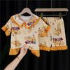 Comércio exterior verão pijamas infantis coreanos meninas gola boneca manga curta conjunto crianças grandes roupas de casa duas peças atacado