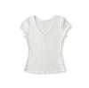 Ap25355-25 Novo Estilo de Verão Estilo Europeu e Americano Sexy Decote em V Profundo Tencel Manga Curta Camiseta Casual